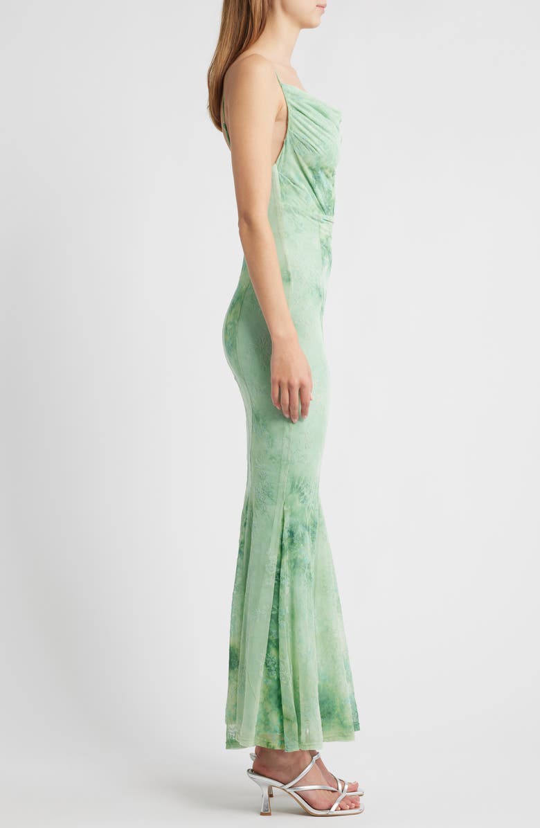 Rare London Floral Burnout Godet Pleat Maxi Dress, Alternate, color, 