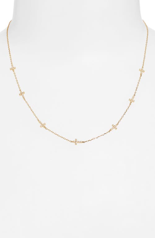 Argento Vivo Sterling Silver Sideway Cross Station Chain Necklace In Gold
