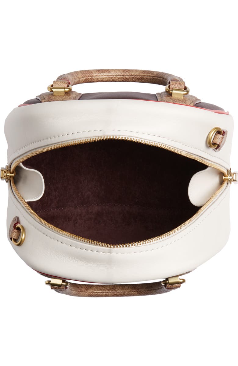 COACH Bowling Bag Leather & Signature Canvas Satchel, Alternate, color,