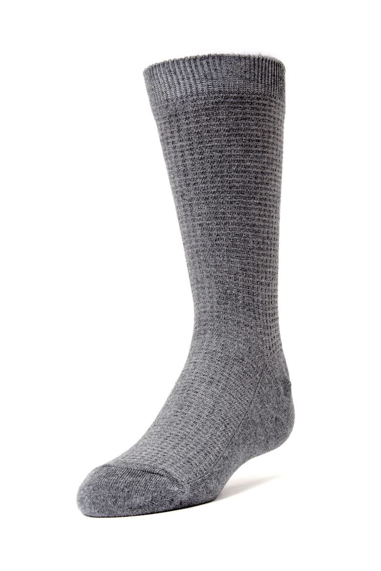 Diamond Textured Crew Socks, Main, color, Charcoal