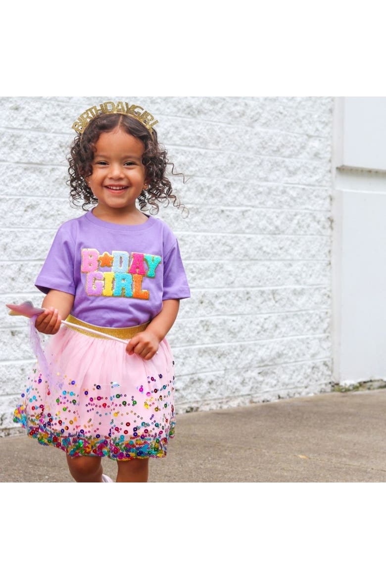Birthday Girl Patch Short Sleeve T-Shirt, Alternate, color, Lavender