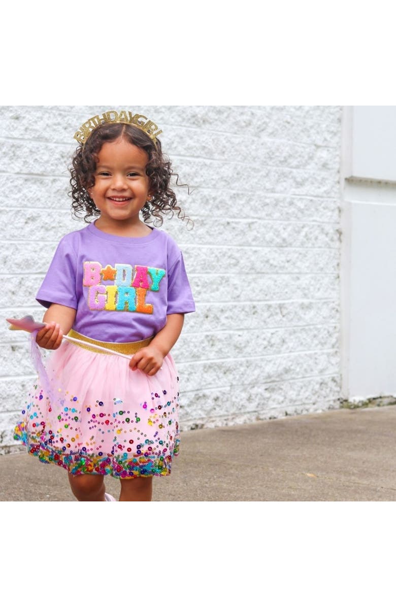 Sweet Wink Birthday Girl Patch Short Sleeve T-Shirt, Alternate, color, Lavender