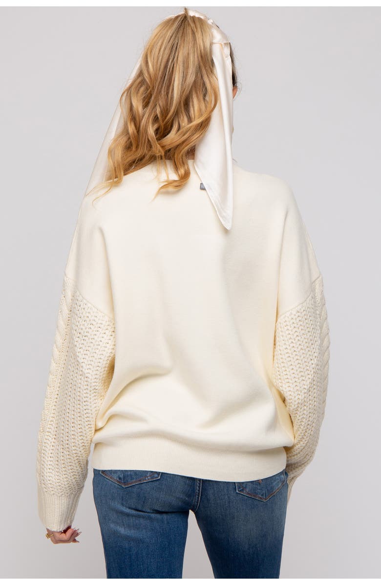 PinkBlush Cable Knit Sleeve Sweater, Alternate, color, Cream