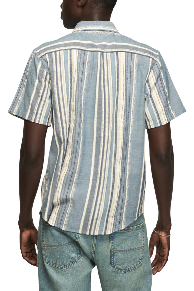 San Gabriel Stripe Short Sleeve Cotton Dobby Button-Up Shirt, Alternate, color, BLUE STRIPE