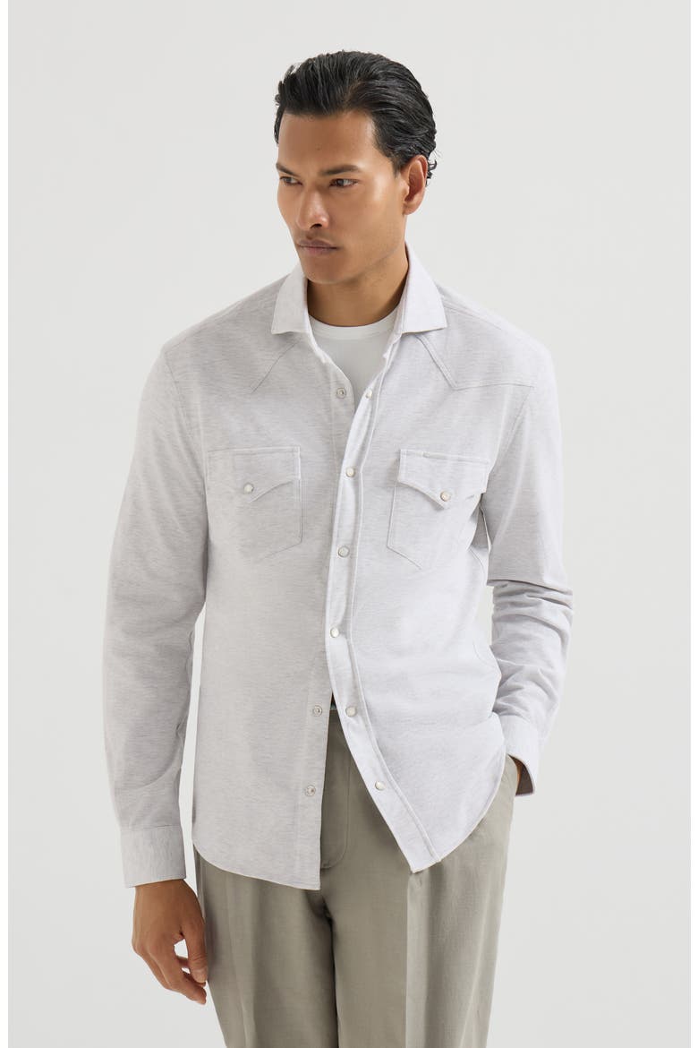 Easy-fit shirt with shoulder yoke, Main, color, Pebble