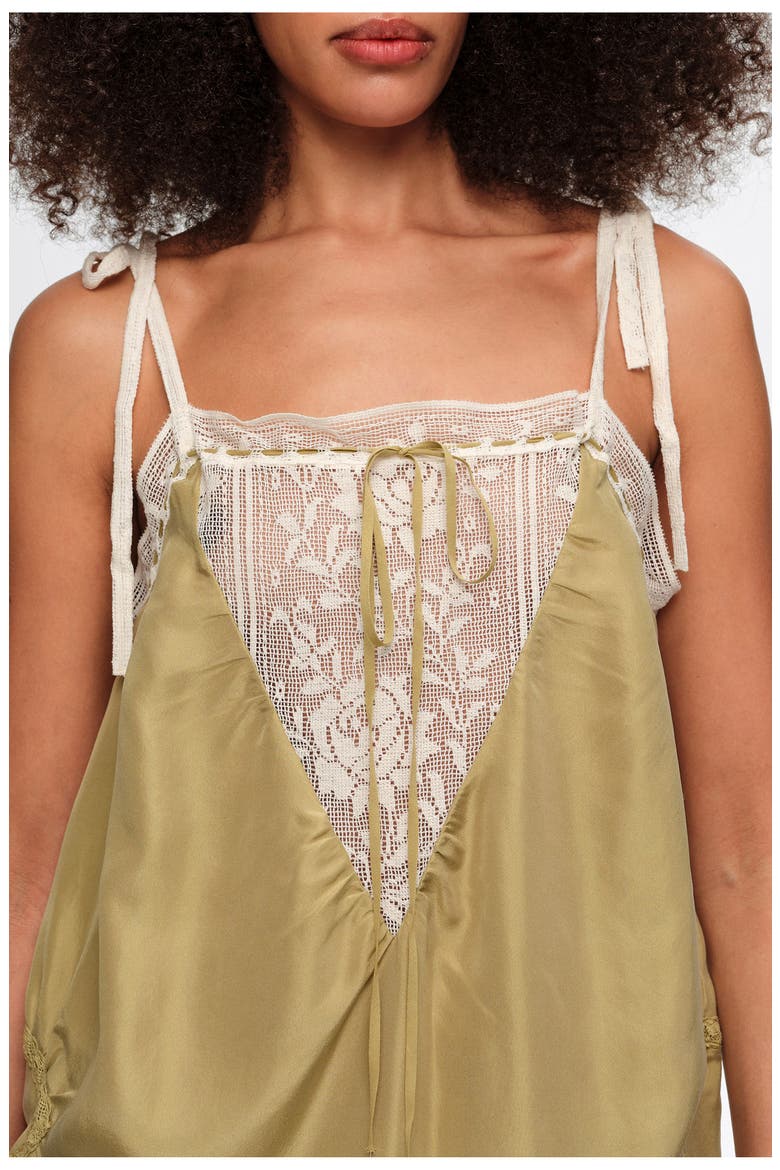 Short Silk Strappy Dress, Alternate, color, GREEN