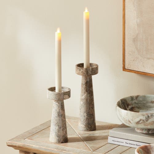 Napa Home & Garden Terrene Candle Stands, Set Of 2 In Gray