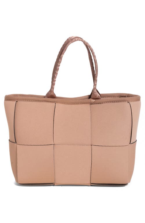 Pop Ups Brand Water Resistant Woven Neoprene Mini Tote Bag In Brown