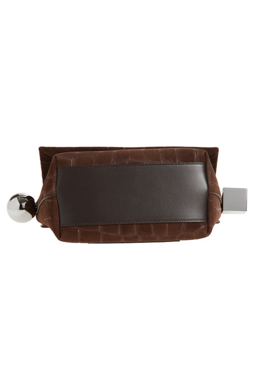 Jacquemus Le Rond Carré Crocodile-effect Suede Shoulder Bag In Dark Brown 880