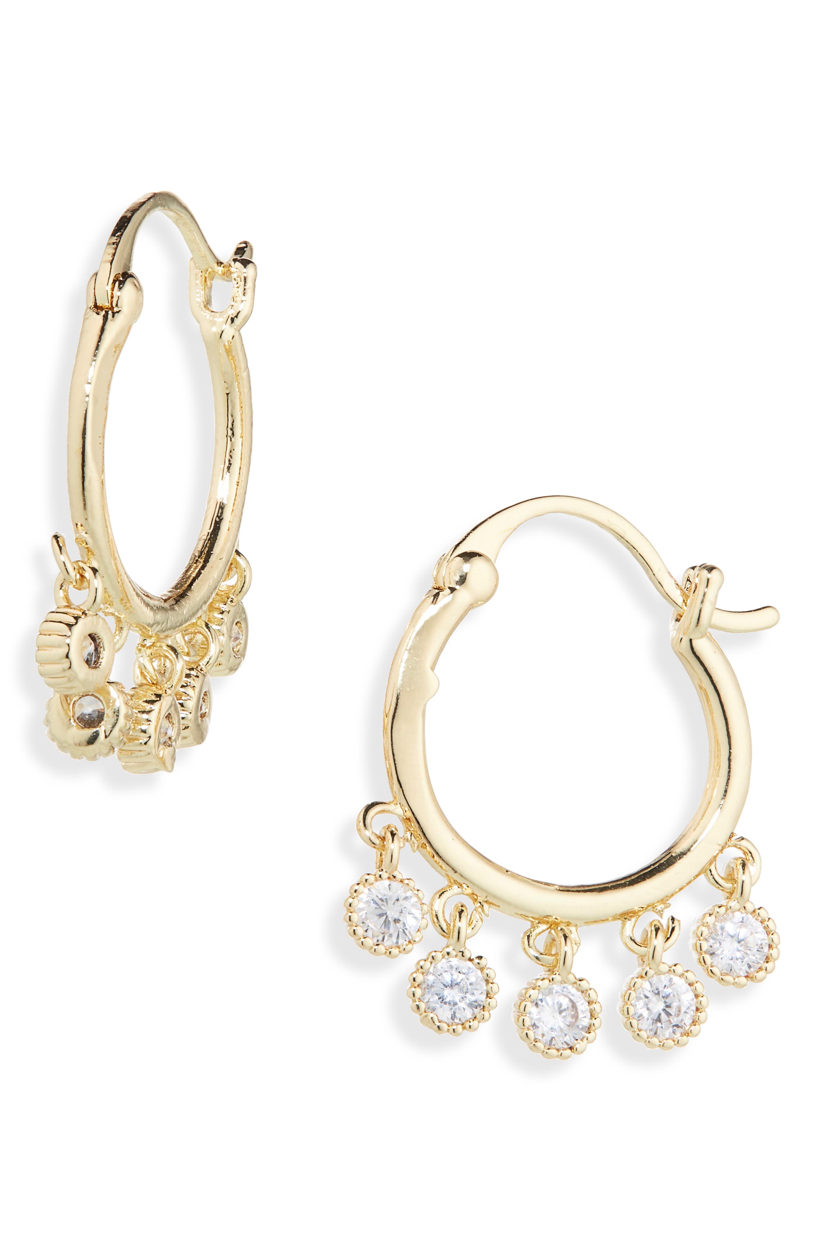 Crystal Drop Hoop Earrings
