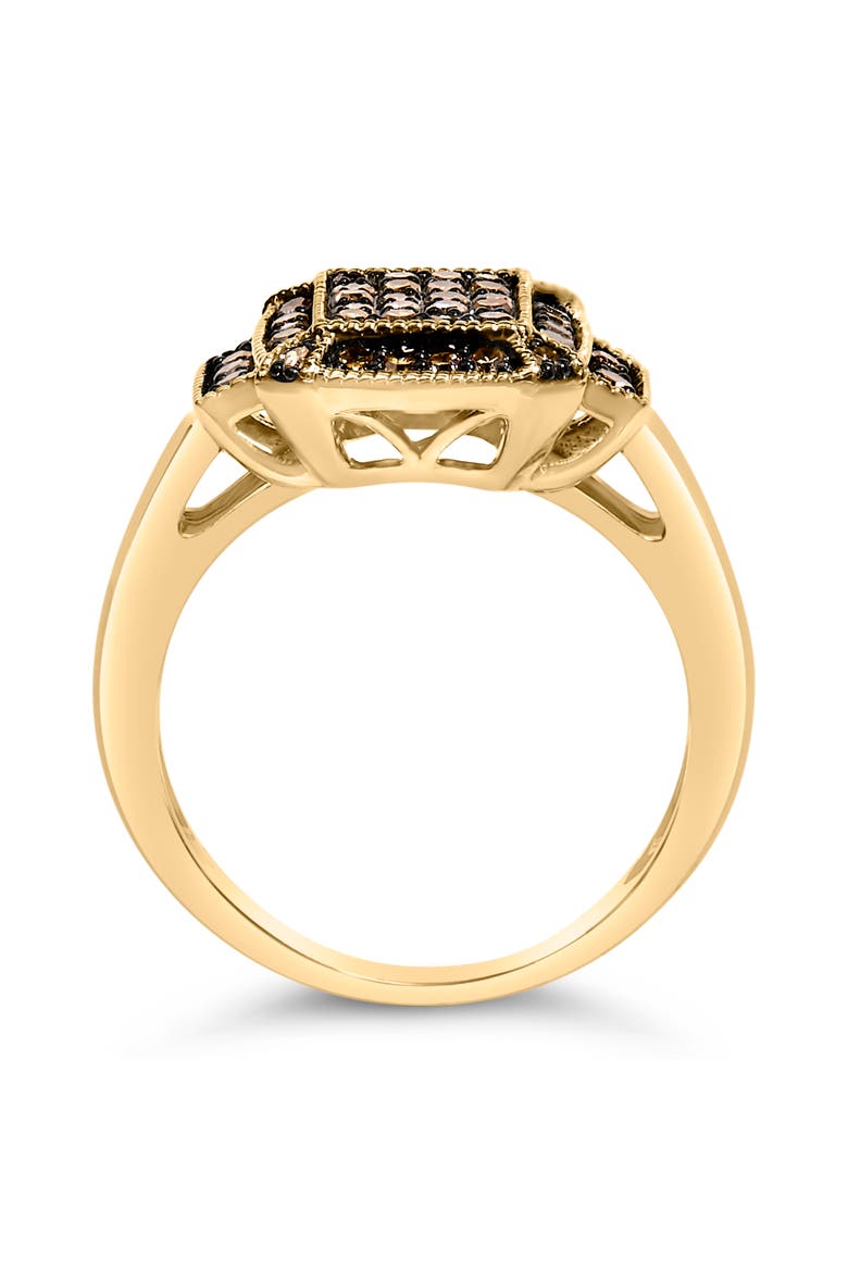 10K Yellow Gold Plated Silver 1/2 Cttw Champagne Diamond Step Up Ring, Alternate, color, Yellow Gold over Silver