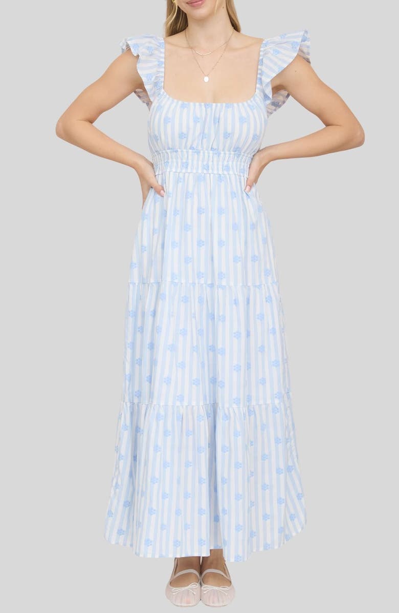 Blu Pepper Ditsy Tiered Midi Dress, Main, color, 