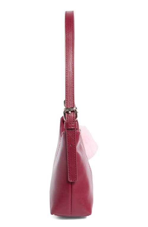 Madden Girl Faux Leather Shoulder Bag With Faux Fur Charm In Burgundy