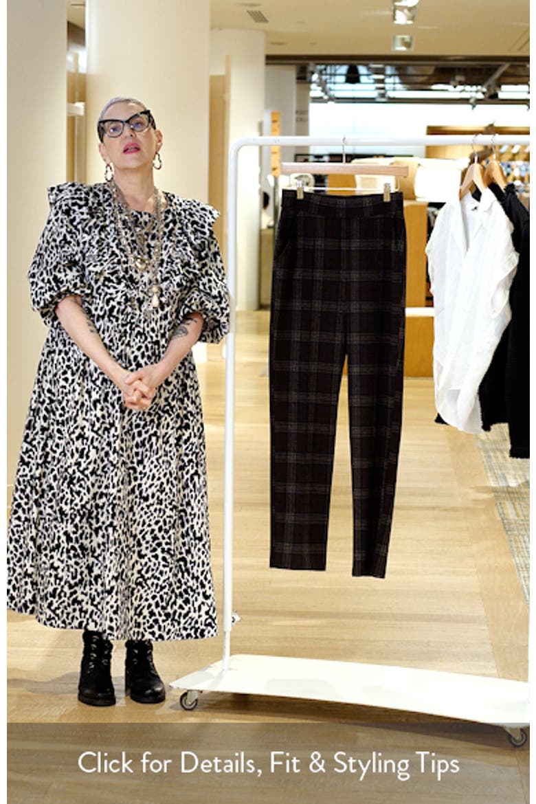 high waisted plaid dress pants Women's Plaid Suit Pants High Waist Side Slit Business Office Long Trousers