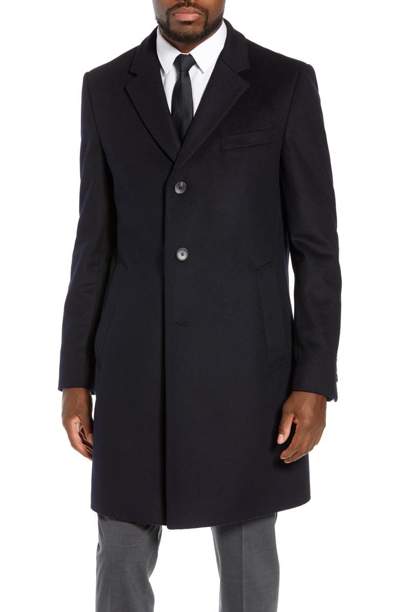 BOSS Nye Regular Fit Solid Wool & Cashmere Topcoat, Alternate, color, 