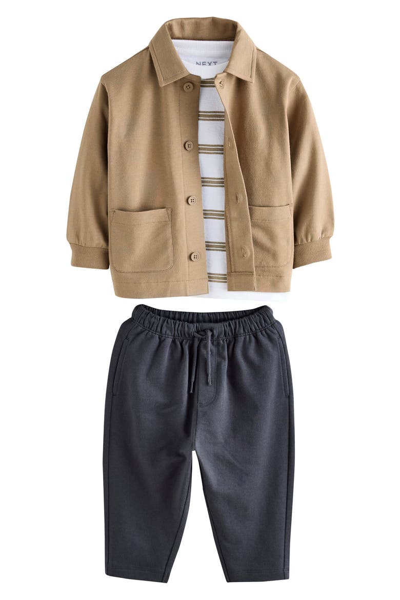 Kids' Jersey Jacket, Stripe T-Shirt & Jogger Set, Main, color, TAN