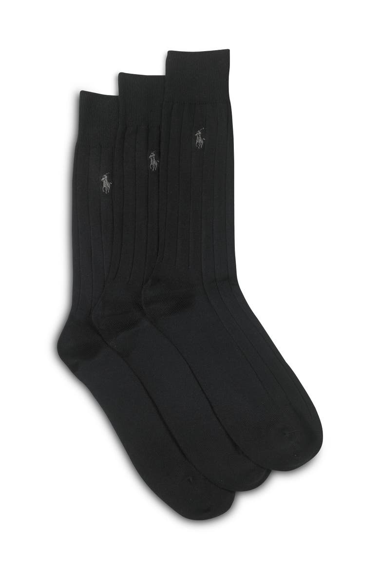 Big & Tall 3-pk Dress Socks, Main, color, BLACK