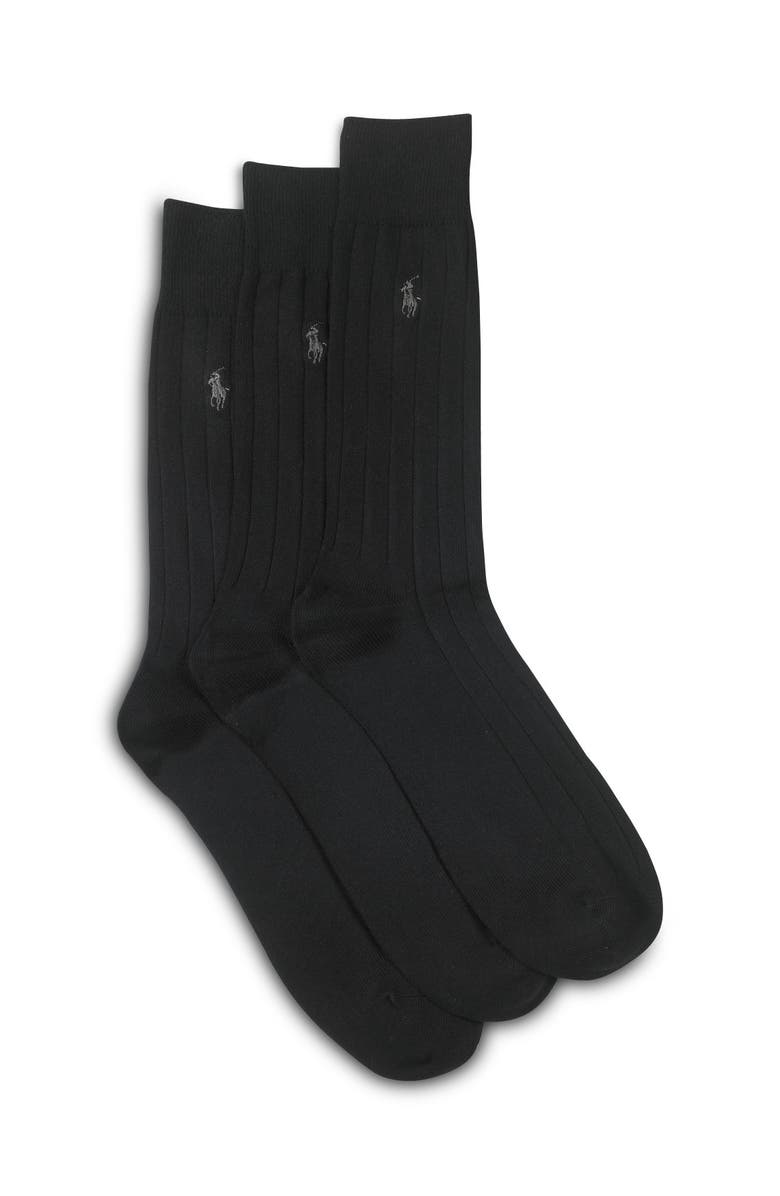 Polo Ralph Lauren 3-pk Dress Socks, Main, color, Black
