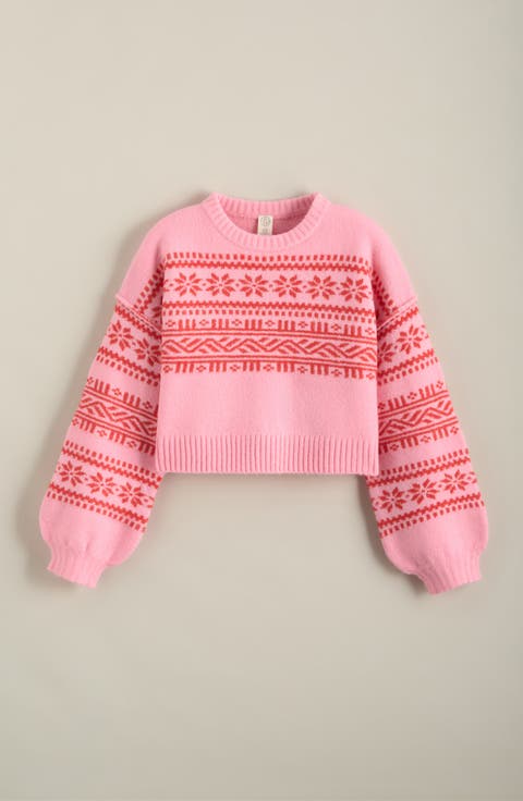 Kids' Fair Isle Boxy Crewneck Sweater