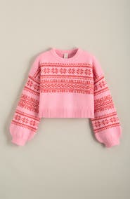 Treasure & Bond Kids' Fair Isle Boxy Crewneck Sweater