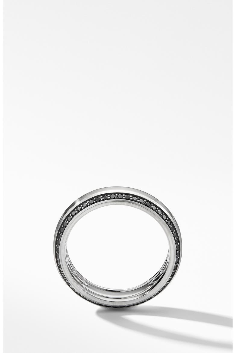 Beveled Band Ring in 18K White Gold with Black Diamonds, Alternate, color, WHITE GOLD/ BLACK DIAMOND