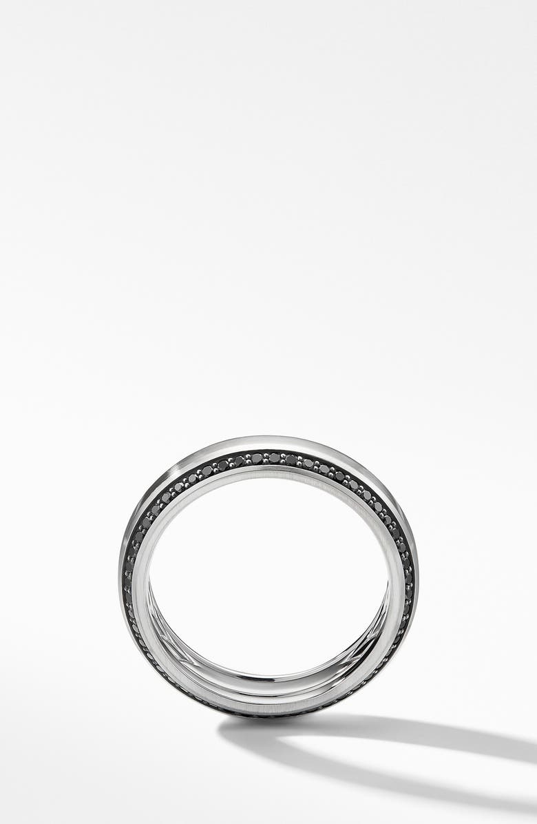 David Yurman Beveled Band Ring in 18K White Gold with Black Diamonds, Alternate, color, 