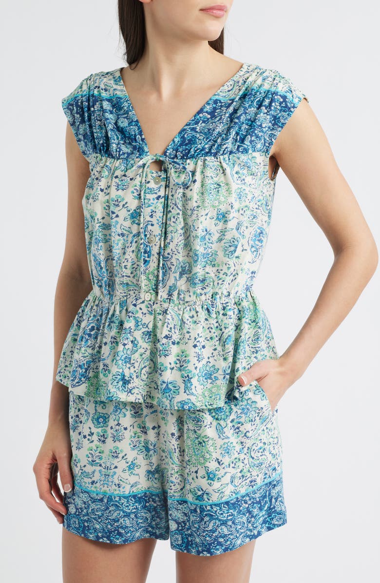 CITY BLUES Paisley Print Sleeveless Peplum Shirt, Alternate, color, 