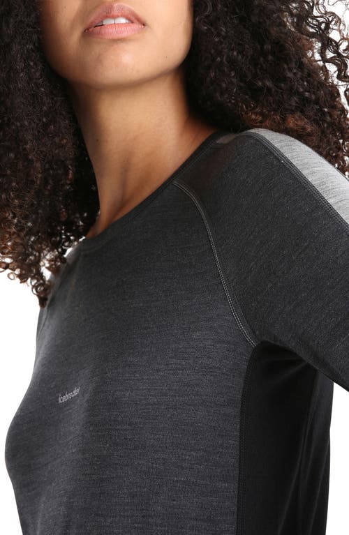 Icebreaker 125 Zoneknit Long Sleeve Crewneck Top In Jet Hthr/black/met Hthr