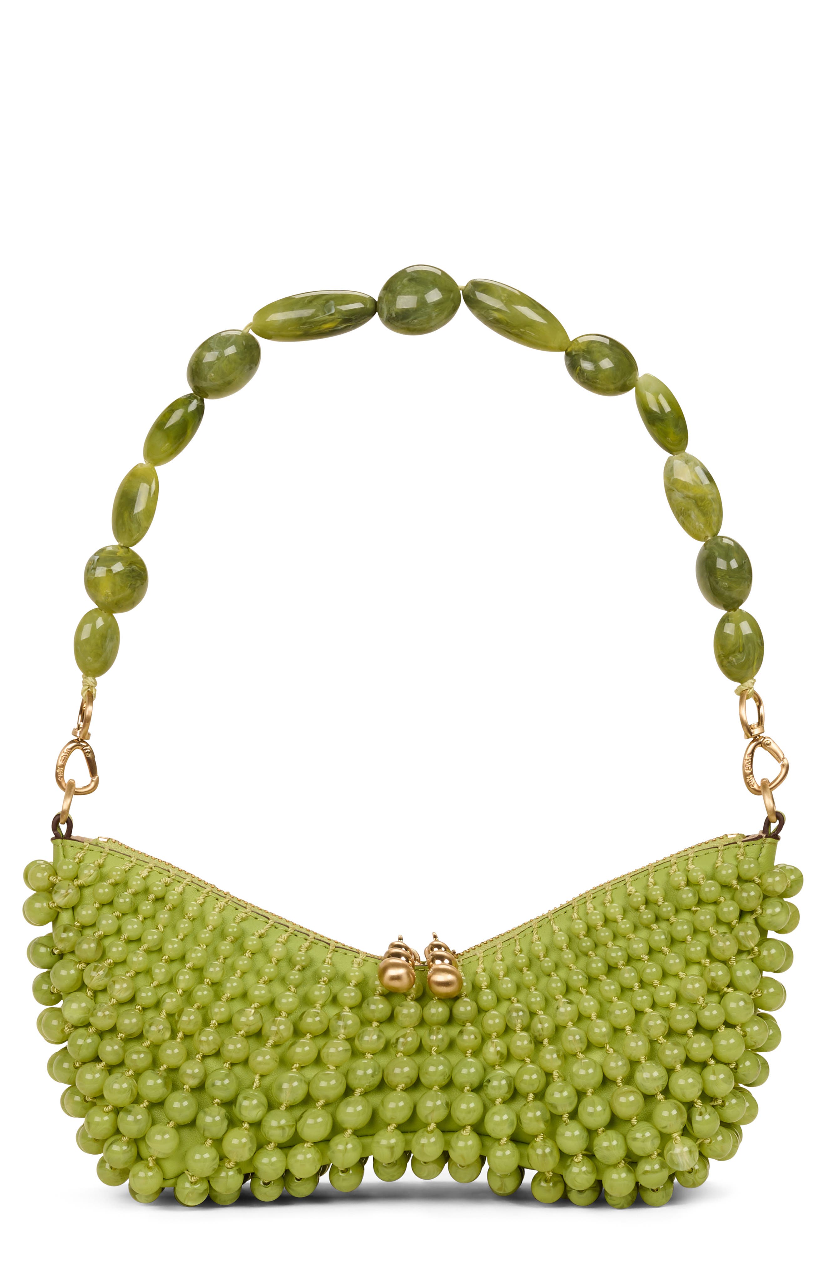 Cult Gaia Mercier Beaded Leather Shoulder Bag, Main, color, 