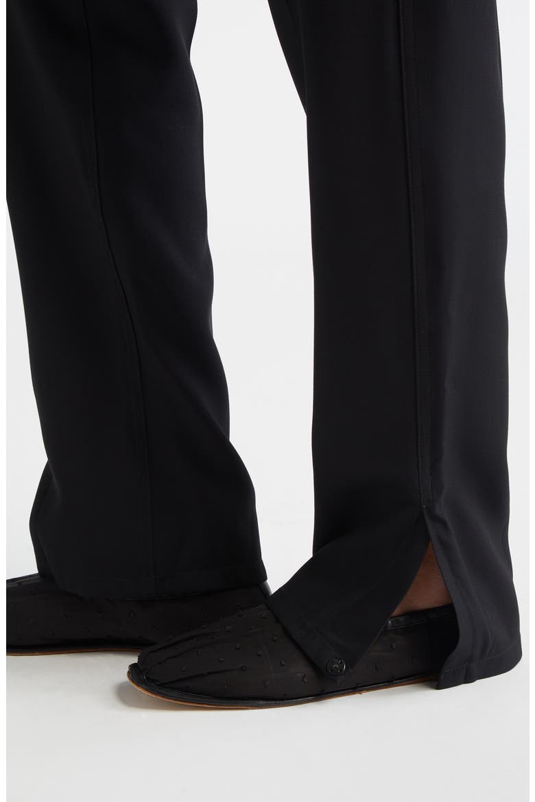 Origami Pintuck Slim Straight Leg Virgin Wool Blend Pants, Alternate, color, BLACK