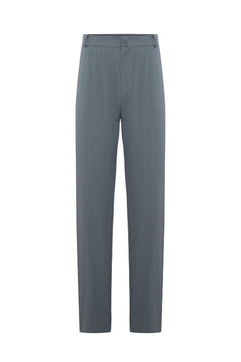 Cotton Blend Striped Woven Casual Pant