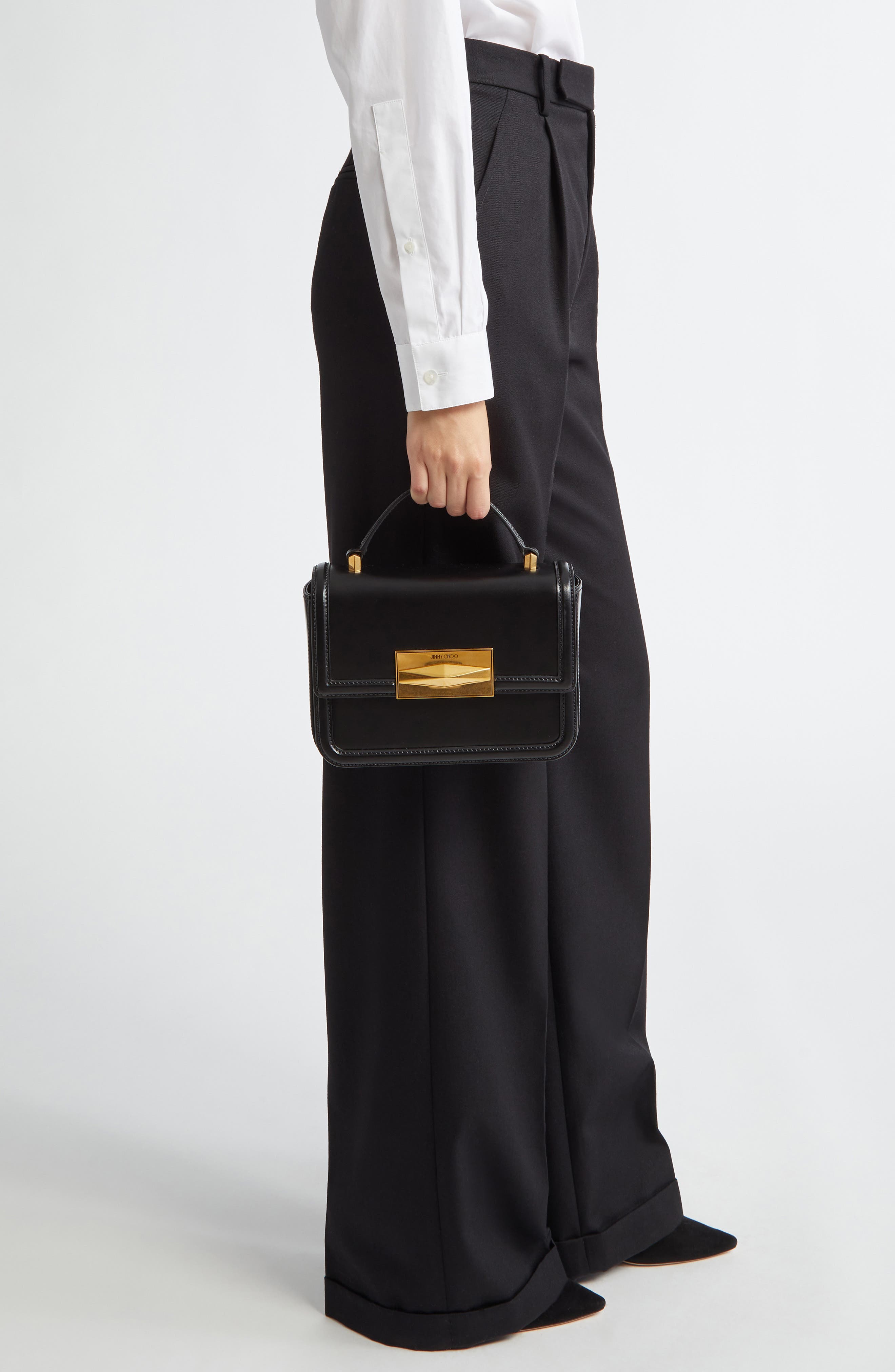 Jimmy Choo Diamond Leather Top Handle Bag, Alternate, color, 