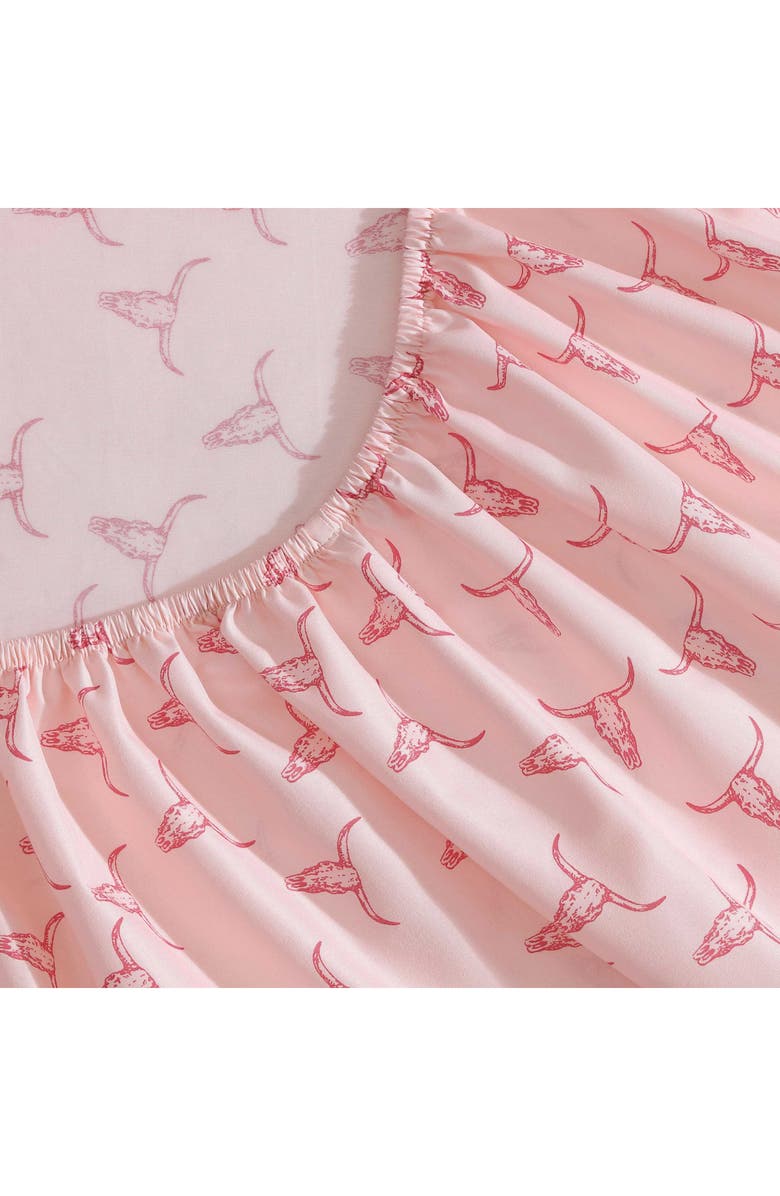 Wrangler Steer Skull Print Microfiber Sheet Set, Alternate, color, Light Pink