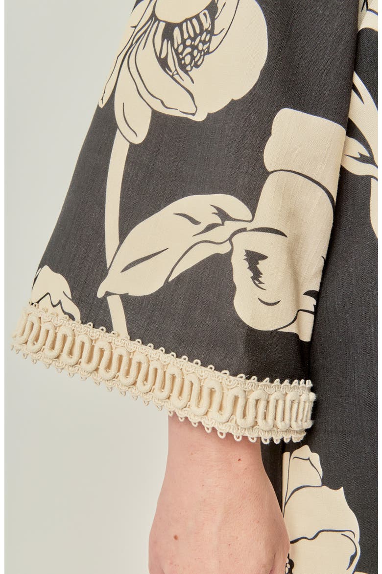 Floral Cotton Minidress, Alternate, color, BLACK/ CREAM