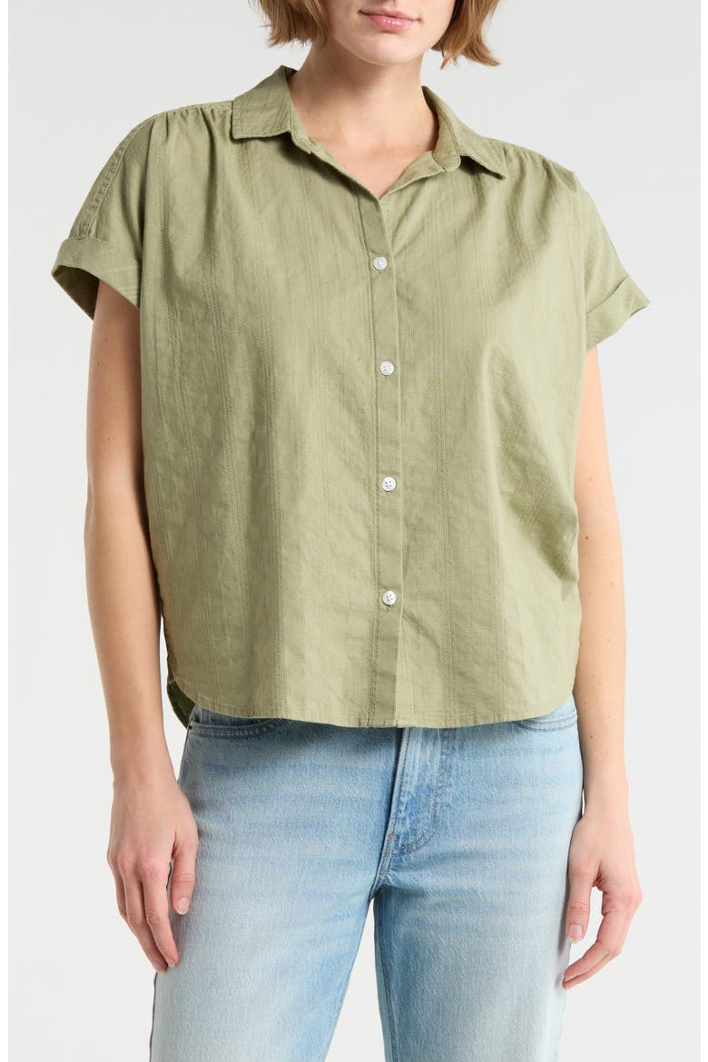 Short Sleeve Button Down Shirt, Main, color, GREEN OLIVE