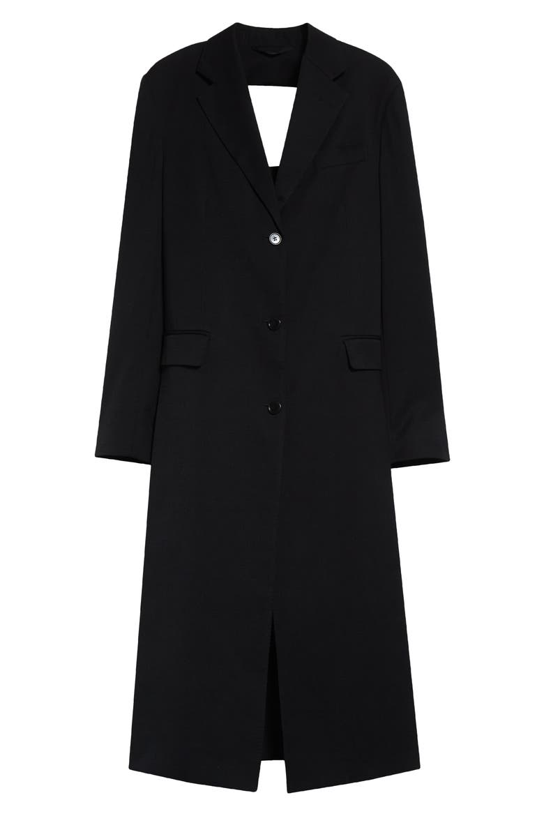 Cutout Bow Detail Worsted Coat, Alternate, color, BLACK
