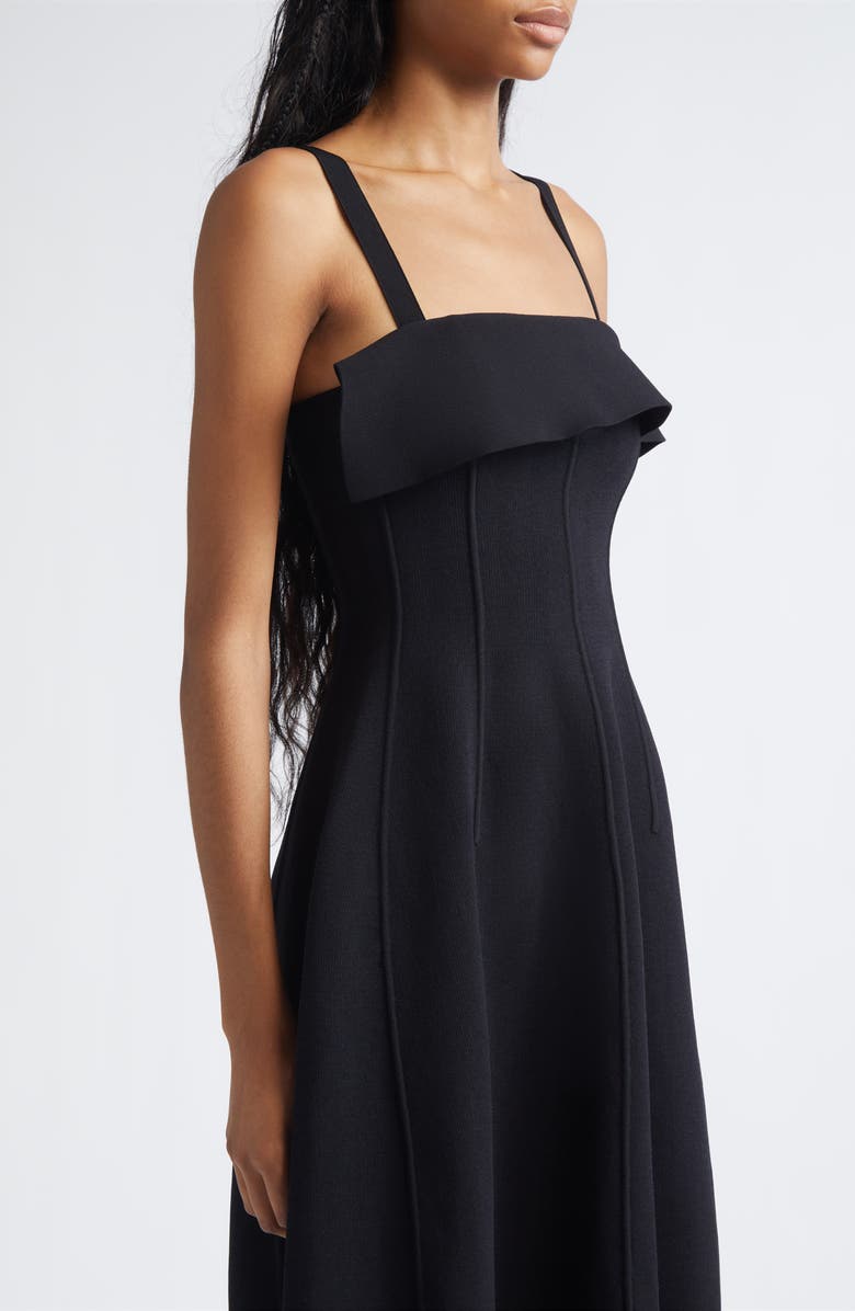 Proenza Schouler Blanca Compact Stitch Fit & Flare Sweater Dress, Alternate, color, Black