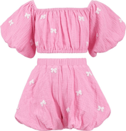 Lola + The Boys Pink Hailey Bow Bubble Set