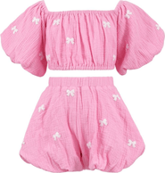 Lola + The Boys Pink Hailey Bow Bubble Set