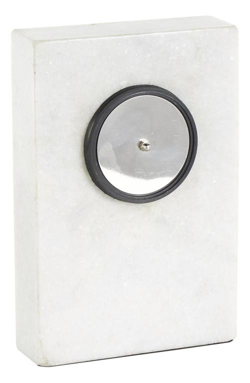 Vivian Lune Home White Marble Clock In White