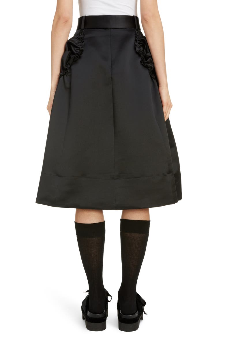 Gathered Pocket Belted Satin Skirt, Alternate, color, BLACK