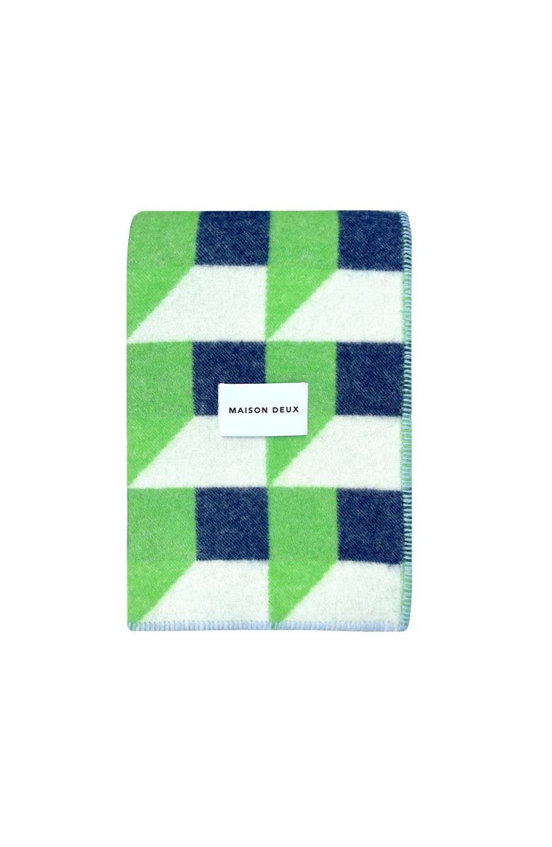 Maison Deux Cubics Blanket, Main, color, Bright Green