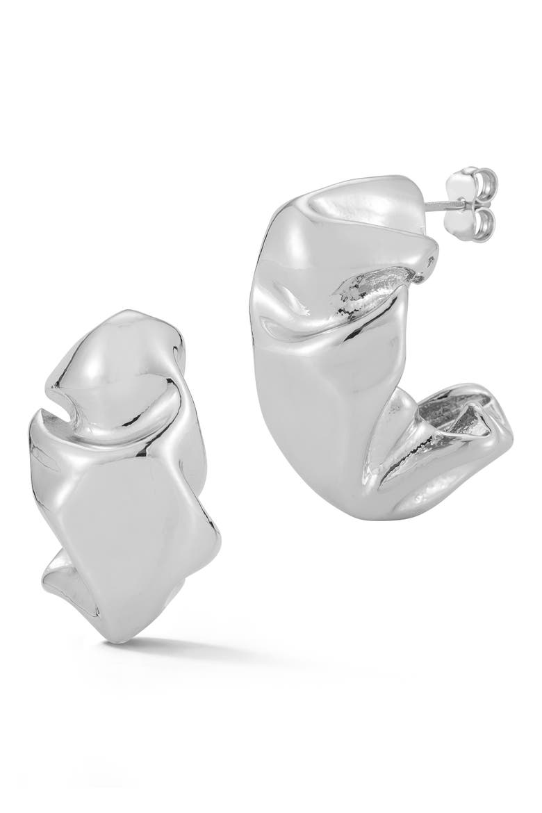Abstract Bold Hoop Earrings, Main, color, SILVER