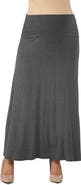 24seven Comfort Apparel Maternity Elastic Waist Maxi Skirt