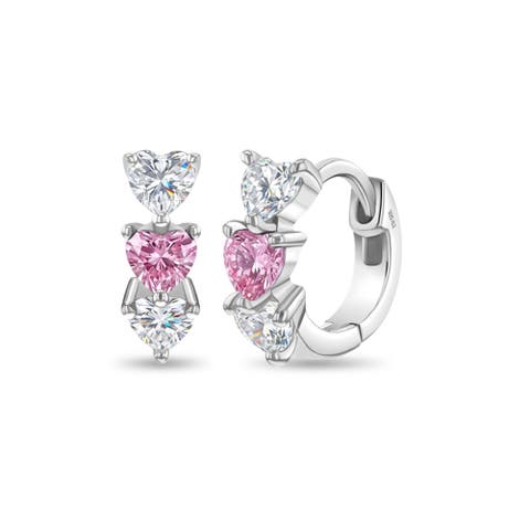 Cascading Cubic Zirconia Heart Hoop