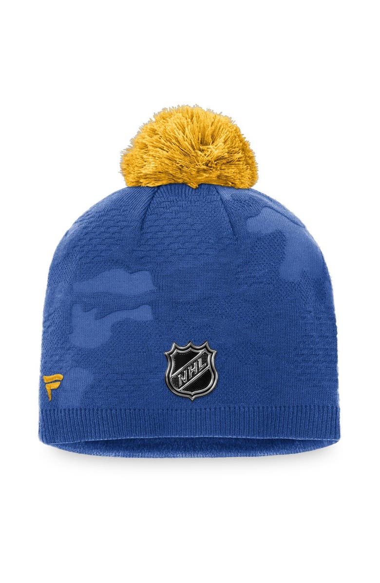 FANATICS Women's Fanatics Branded Royal/Gold Buffalo Sabres Authentic Pro Team Locker Room Beanie with Pom, Alternate, color, 