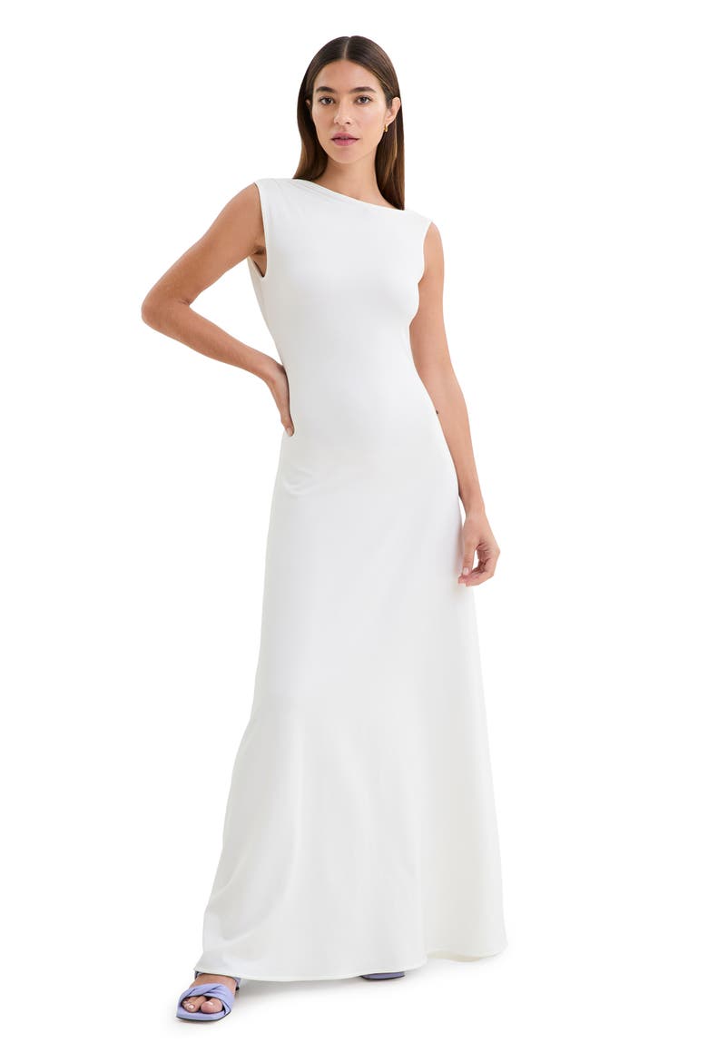 Laurel Sleeveless Stretch Jersey Gown, Alternate, color, OFF WHITE
