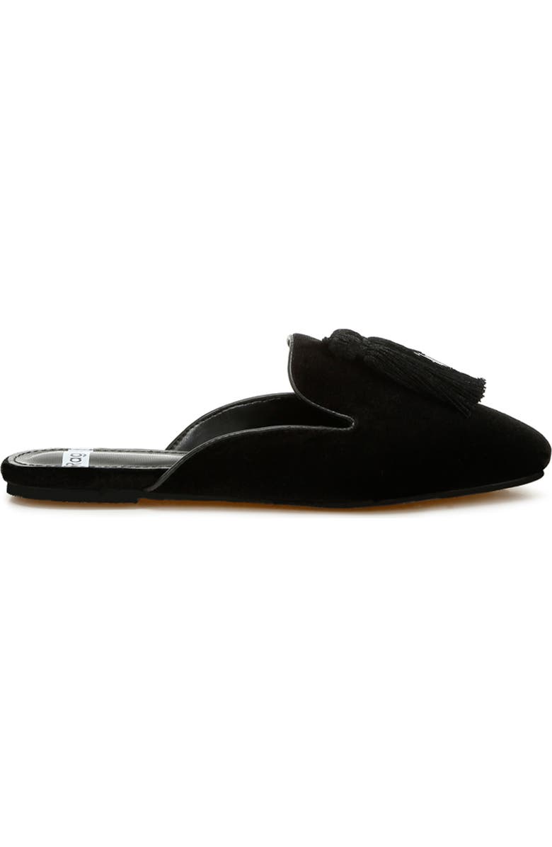 Rag & Co Cardinal Tassel Velvet Mule, Alternate, color, Black