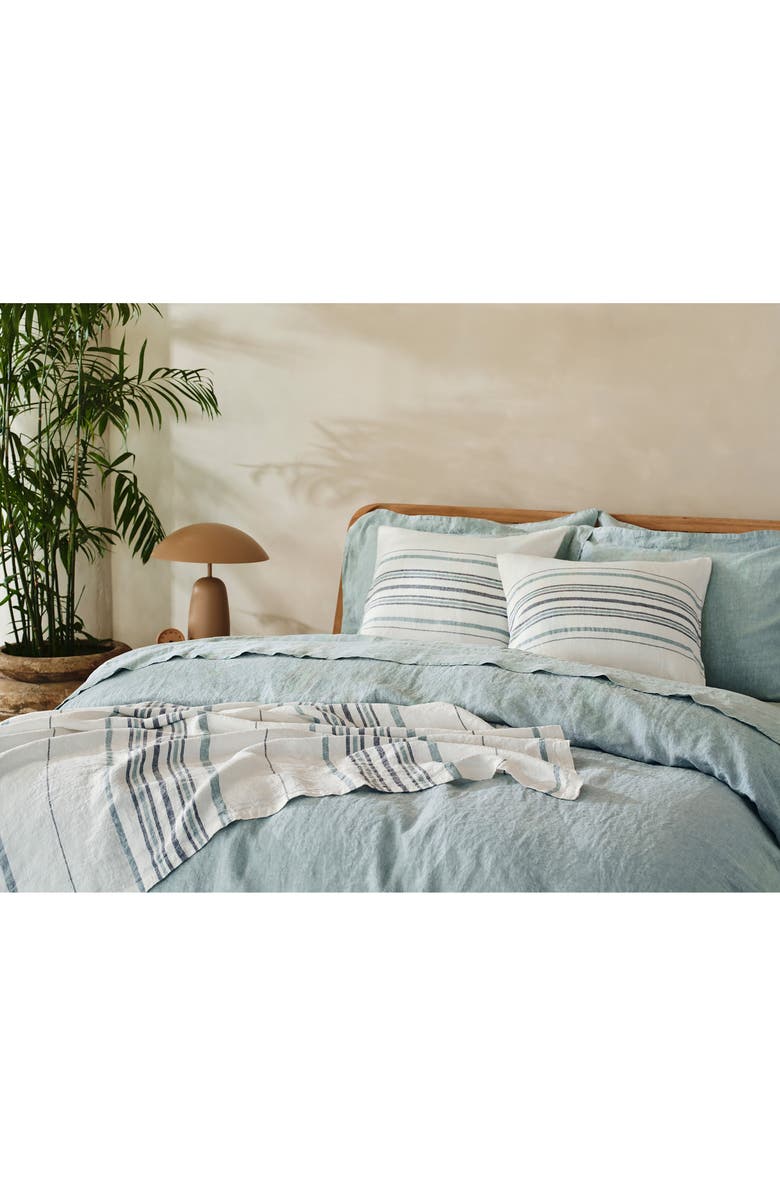 Coyuchi Relaxed Organic Linen Duvet Cover, Alternate, color, Pacific Blue Chambray
