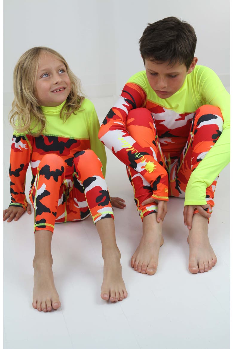 Boys' Full-Body One-Piece Swimsuit - UPF 50+, Alternate, color, Yellow Red Camo